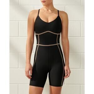Abercrombie & Fitch YPB Sculptlux Active Romper Black/Taupe Women's Size Medium